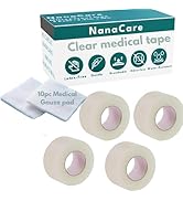 NanaCare Hypoallergenic Transparent Surgical Tape 1 inch x 10yd |4 Rolls Waterproof,Clear| Medica...