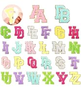 MXCOIRTP 52 Pcs Self-Adhesive Chenille Letters Patches, A-Z Alphabet Applique Patches Stick on Le...