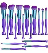 JPNK Makeup Brushes 16Pcs Stand Up Synthetic Foundation Powder Concealers Eye shadows Blush Makeu...