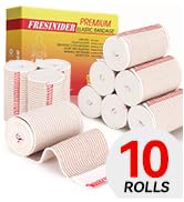 FRESINIDER Elastic Bandage Wrap with Velcro, 3 inch 10 Pack Compression Medical Wrap for Leg Inju...