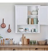 Saicool Bathroom Medicine Cabinet Kitchen Office Surface Mount Wooden Storage Cabinet with 2-Door...