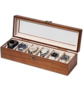 Exper City Watch Box, Watch Case for Men Women with Large Glass Lid, Wooden Watch Display Storage...