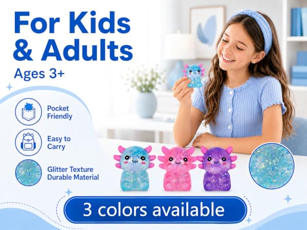 Little girl holding salamander squeezing toy