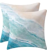 Beach Watercolor Blue Pillow Covers Sea Ocean Nature Scenery Decorative Throw Pillows Pillowcase ...