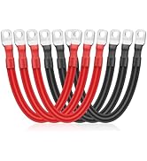 Linkstyle 6PCS 2 AWG Battery Cables, 6 Inch 2 Gauge Battery Inverter Cables with 3/8" Lugs Termin...