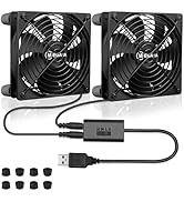 MEGATTA 80 x 25mm Quiet USB Powered Fan with L/M/H 3-Degree Speed Controller,5V USB Fan Cooling F...