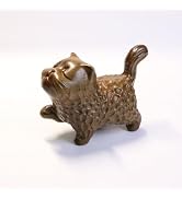 JouiiSiYa Hand Carved Green Sandalwood Cat Figurine - Proud Standing Pose Wooden Figurine, Cute C...