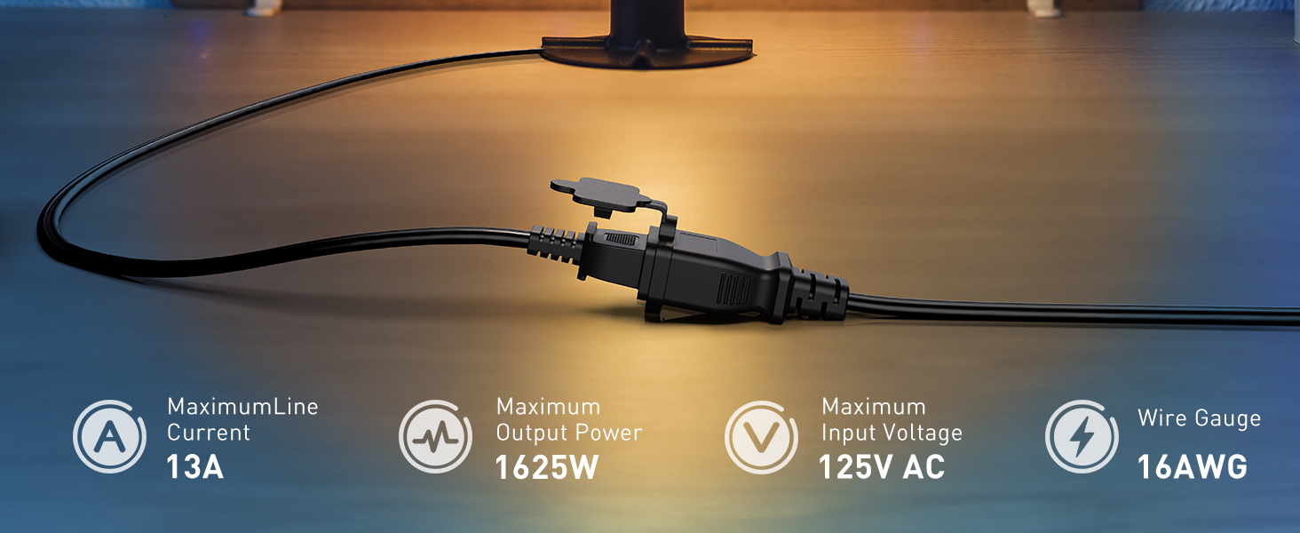 360° Rotating Flat Plug Short Extension Cord