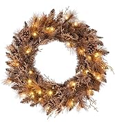 Goplus 24 Inch Pre-Lit Christmas Wreath, Battery Operated Lighted Artificial Winter Xmas Wreaths ...