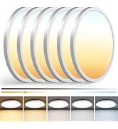 zemty 6Pack 13 inch Ceiling Light Fixture, 3000K/3500K/4000K/5000K/6500K Adjustable LED Flush Mou...