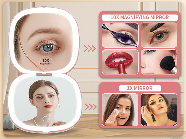 10x Magnification Compact Mirror