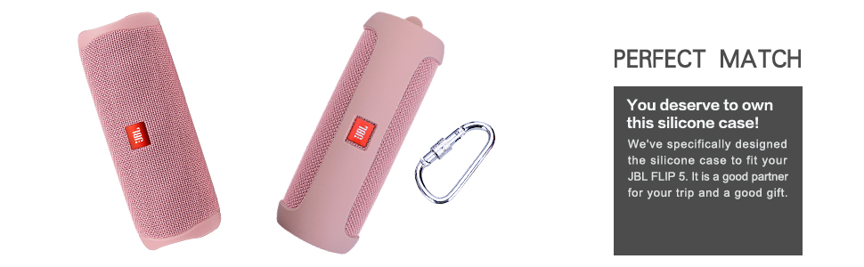 LTGEM Silicone Case for JBL FLIP 5 Waterproof Portable Bluetooth Speaker with Extra Carabiner