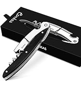 Wine Key - CORKAS Prestige Waiter Corkscrew with Ebony Handle, Handcrafted Wine Opener Manual wit...