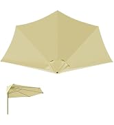 Etnorsu 9FT 5Ribs Patio Half Umbrella Replacement Canopy Cover, Half Outdoor Umbrella Replacement...