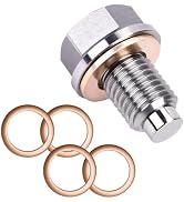 WZP M12 x 1.5 Magnetic Oil Drain Plug, Stainless Steel Engine Magnetic Oil Drain Plug with 5PCS C...