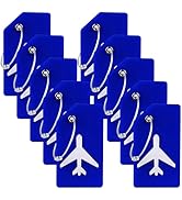 10 Pack Silicone Luggage Tag for Suitcases with Stainless Loop, TSA Approved, Privacy Protection ...