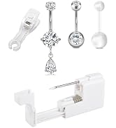QWALIT Belly Button Piercing Kit Belly Piercing Gun Kits Gold Navel Rings Self Belly Piercings Gu...