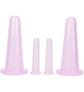 Jizlan 4Pcs Mini Massage Cupping Set Silicone Facial Cups Face Massager Helper Skin Care Neck Bac...