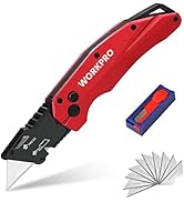 WORKPRO Folding Utility Knife, Heavy Duty Metal, Quick Open Axis Lock Box Cutter, Quick Change Bl...