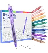 Four Candies 12Pack 0.5mm Black Ink Quick Dry Retractable Gel Pen Set, Cute Transparent Pastel Fi...