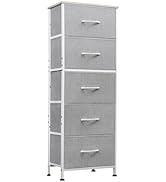 WLIVE Fabric Dresser, 5-Drawer Tall Dressers for Bedroom, Storage Dresser Organizer with Fabric B...