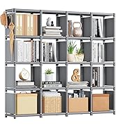 Mavivegue Bookshelf,16 Cube Storage Organizer,Book Shelf Organizer,Tall Bookcase Shelf,Grey Cube ...
