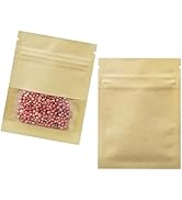 FERENLI 100 Pack 2.8x3.5 inch Small Resealable Seed Coin Envelopes Bags with Clear Window Brown K...