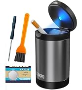 Ashtray with Lid, Smellproof & Smokeproof Cup Holder Ashtray, Detachable Aluminum Alloy Car Ash T...