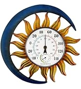 Indoor Outdoor Thermometer Hygrometer, Vintage Sun Moon Wall-Mounted Thermometer Waterproof Decor...