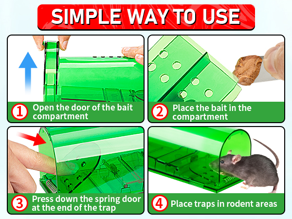 Animal Catcher for Mouse, Mole, Rat Trap Easy to Set in Basement, Old House, Garage