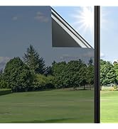 Haton Window Privacy Film One Way Window Tint for Home, Sun UV Blocking Heat Control Reflective M...