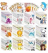 42 Sheets Make Your Own Ocean&Safari Animals Stickers Make A Face Stickers for Kids Toddlers with...