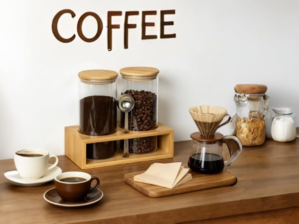 Vacuum Seal Coffee Canister, Premium Coffee Bean Storage Container with Scoop