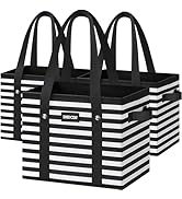 DSDCDJ Reusable Grocery Bags 3 Pack - Heavy Duty Reusable Shopping Bags with Hard Bottom & Long H...