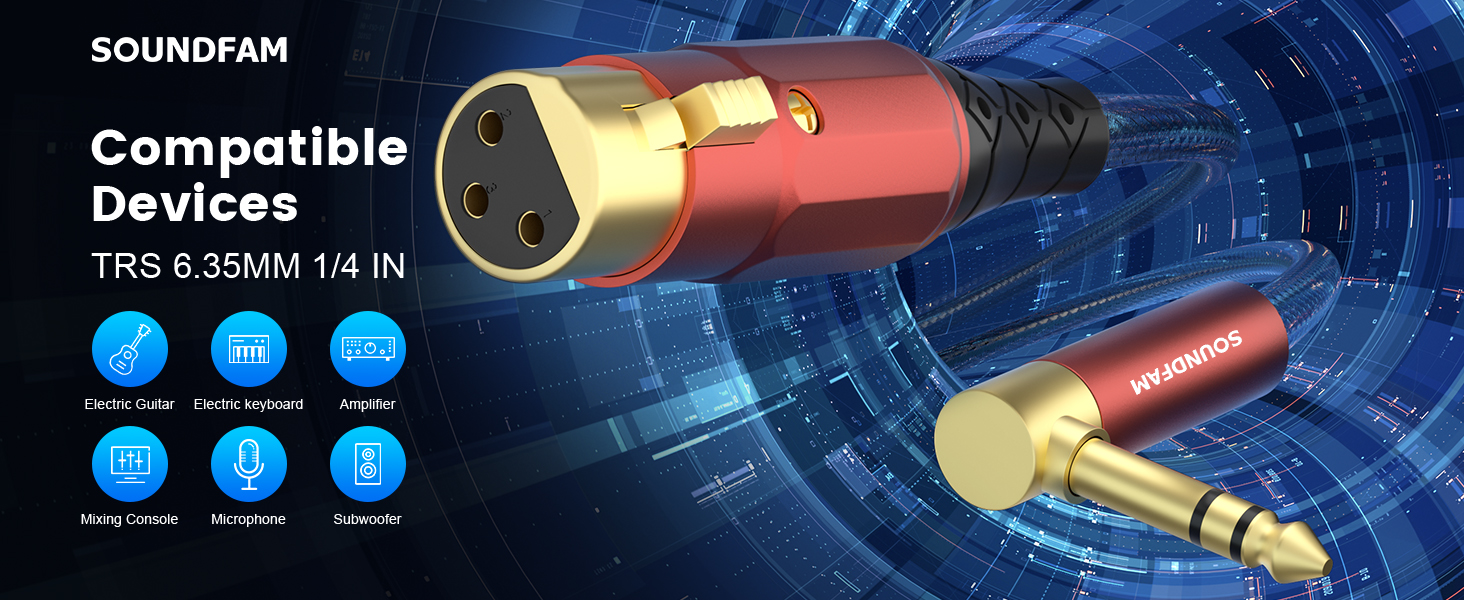 Angled 6.35 to XLR plug