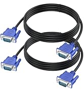 URELEGAN VGA Cable 6 Feet 2-Pack, VGA to VGA Monitor Cable 1080P Full HD Male to Male Cord HD15 f...