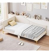 Giantex Twin Size Upholstered Daybed, Rivet-Tufted Platform Bed with Headboard, Metal Legs & Wood...