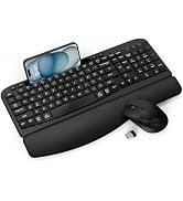 Wireless Keyboard and Mouse Combo, EAYBLLY 2.4G Ergonomic Quiet Keyboard Mouse Set, Split Keyboar...
