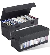 CCidea CD Storage Boxes - Pack of 2 CD Cases - 14" x 5.9" x 5.3" Disc Holders with Lids & Visual ...