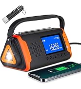 Emergency Weather Crank Radio 6000mAh - Solar Powered, Hand Crank,AM/FM/NOAAEmergency Weather Ale...