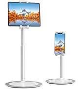 SAIJI Tablet Stand Holder, Height Adjustable, 360 Degree Rotating, Aluminum Alloy Cradle Mount Do...