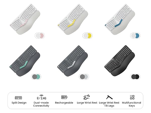 Split Keyboard with Cushioned Wrist Rest