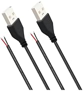 shibagoods USB 2.0 Male 2Pin Pigtail Cable 1.64ft, 24AWG 50CM, 2A 5V Type A USB Extension Cable, ...