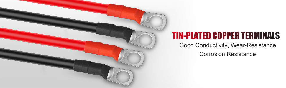 Premium Material,Pure Copper Wires with Nickel-plated Copper Terminals and PVC insulation