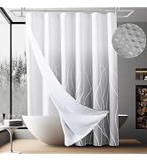 Naturoom Grey Shower Curtain with Liner Modern Gray and White Shower Curtain with Snap-in Fabric ...
