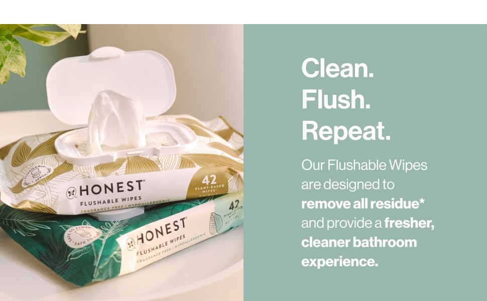 Clean Flush Repeat. Our flushable wipes are designed to remove all residue