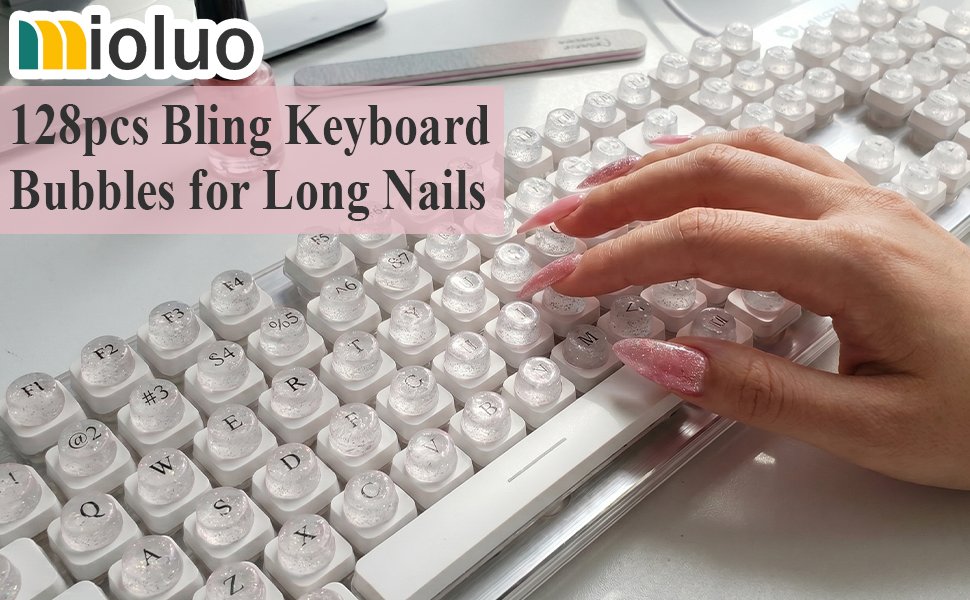 Raised Keyboard Stickers for Long Nails Bling Keyboard Bubbles