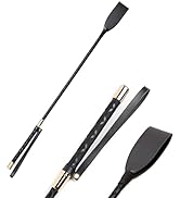 Jepeux 18 inch Riding Crop, Quality Leather Riding Crop, Black Riding Crop, Double Clapping Whip