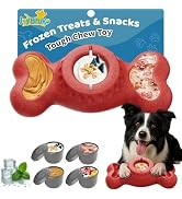 JoyBruko Enrichment Frozen Dog Treat Dispensing Interactive Chew Toy, Red | with 4 Mold Cups, for...