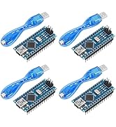 Nano V3.0 CH340 Atmega328P Development Board, 4 Pcs Microcontroller Board with USB Cables Nano Bo...